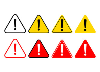 Warning sign with exclamation mark. Yellow and red warn attention warning triangle alert. Warning or Danger Sign Icon. Caution Warning triangle icon