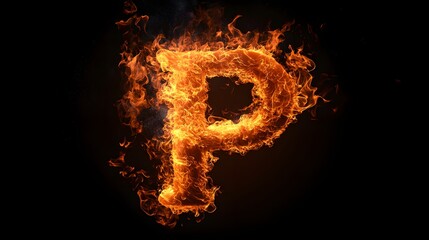 abstract fire flame forming letter shape