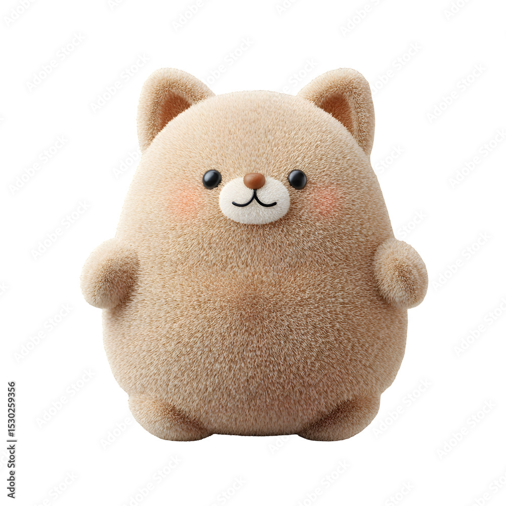 Leinwandbilder a charming and tactile brown plush cat toy with a rounded simplified design and a soft fuzzy texture