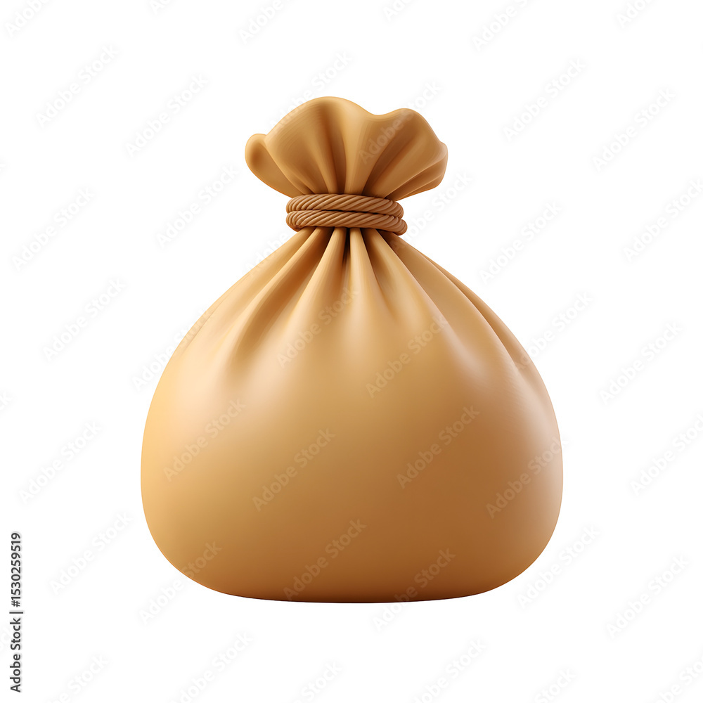 Aufkleber stylized 3d of a smooth tan colored food storage bag or sack with a soft rounded design and pastel p