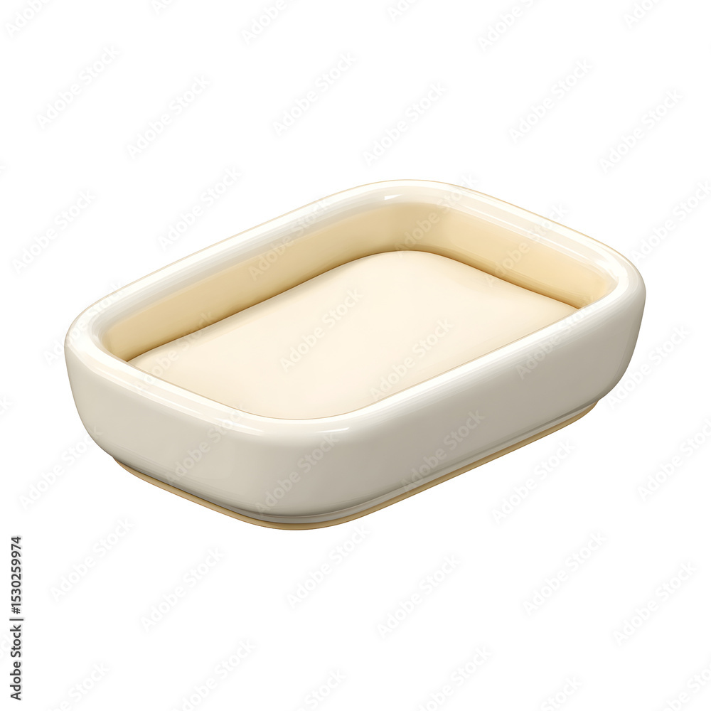 Leinwandbilder a soft plush cat bed with a cream colored pastel plastic texture and a rounded minimalist design iso