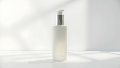 Dispenser Bottle Mockup on White Background with Light and Shadow