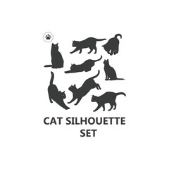 Set of cat silhouette icons