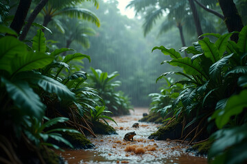 Realistic image of Tropical Rainforest Downpour
