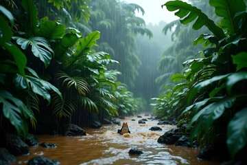 Realistic image of Tropical Rainforest Downpour