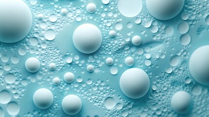 Abstract background with blue water drops texture and light blue spheres pattern