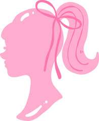 Pink Silhouette of Woman with Ponytail