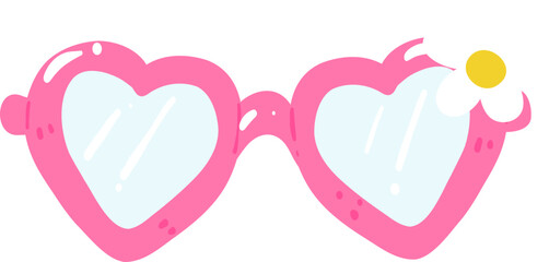 Pink Heart-Shaped Sunglasses Illustration