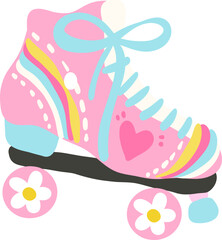 Illustration of a Retro Pink Roller Skate