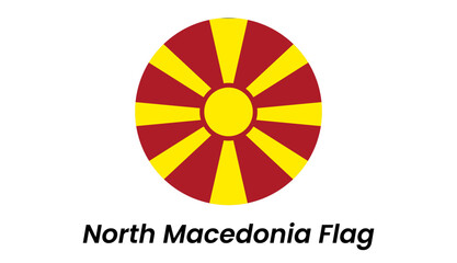 Fototapeta premium Circular North Macedonia Flag Design, Red and Gold Sunburst
