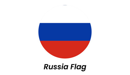Circular Russian Flag Icon: White, Blue, Red Stripes