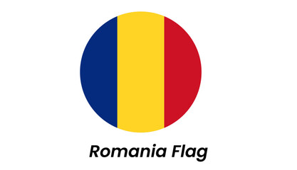 Circular Romanian Flag Icon: Blue, Yellow, Red Tricolor