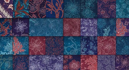 Vibrant Patchwork of Intricate Floral and Botanical Designs