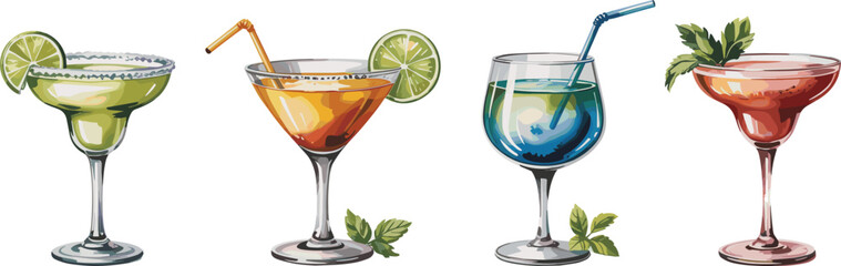 three glasses of champagne Vectors illustrations