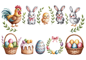 easter eggs in a basket Vectors illustrations