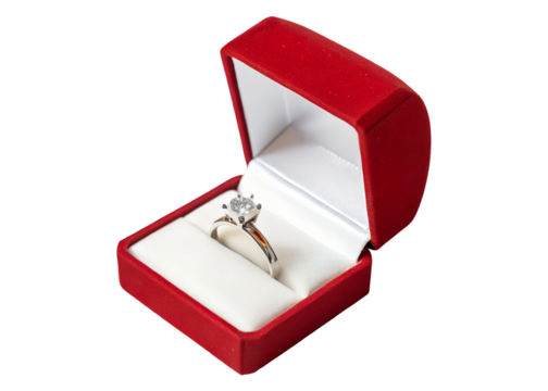 diamond ring in a red box clipart png image on transparent background
