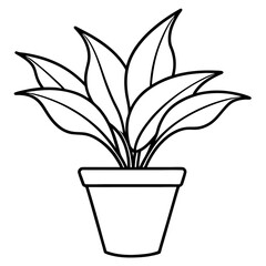 Home Plant In Pot Line Art



