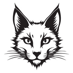Stylized Black and White Cat Face Vector Illustration
