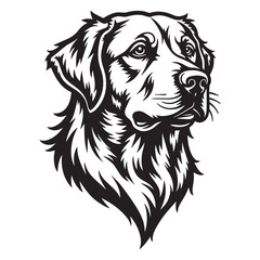 Stylized Black and White Vector Illustration of a Labrador Dog Face