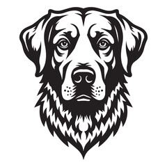 Stylized Black and White Vector Illustration of a Labrador Dog Face
