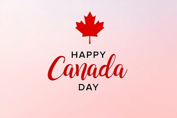 Happy canada day greeting with a red maple leaf