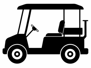 Golf cart black vector silhouette