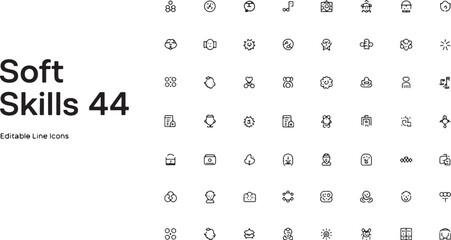 44 Soft Skills Line Icons Editable Vector Illustrations for Personal Qualities