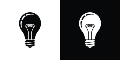 Black and White Inverted Light Bulb Symbol Design Icon Concept Art Style