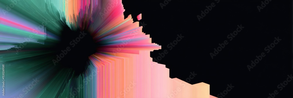 Poster Mobile App Crash Screen Displaying Abstract Geometric Distortion With a Clean Left Margin and Vibrant Color Transitions