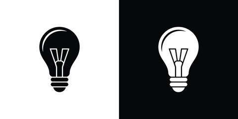 Black and White Light Bulb Illustration on Split Background Idea Concept