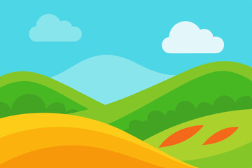 Obraz premium Serene Rolling Hills Landscape A Picturesque Summer Day Illustration