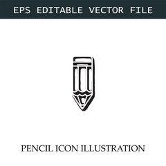 Pencil Icon Black and White Vector Design Image Illustration
