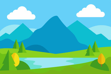 Obraz premium Serene Mountain Lake Landscape A Picturesque View of Nature's Beauty