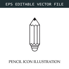 Pencil Icon Black and White Vector Design Image Illustration
