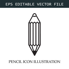 Pencil Icon Black and White Vector Design Image Illustration
