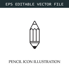 Pencil Icon Black and White Vector Design Image Illustration
