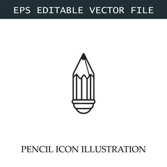 Pencil Icon Black and White Vector Design Image Illustration
