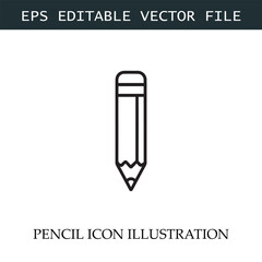 Pencil Icon Black and White Vector Design Image Illustration
