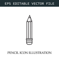 Pencil Icon Black and White Vector Design Image Illustration
