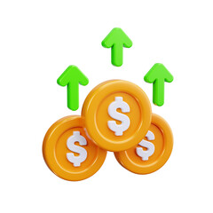 Increasing Money Value 3d render icons
