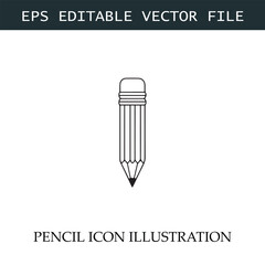 Pencil Icon Black and White Vector Design Image Illustration
