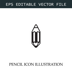 Pencil Icon Black and White Vector Design Image Illustration
