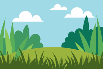 Obraz premium Serene Green Hill Landscape A Peaceful Nature Scene Illustration