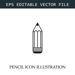 Pencil Icon Black and White Vector Design Image Illustration
