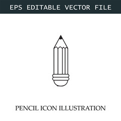 Pencil Icon Black and White Vector Design Image Illustration
