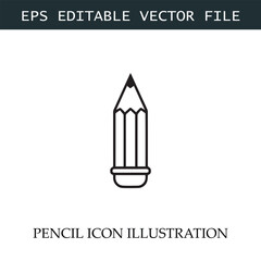 Pencil Icon Black and White Vector Design Image Illustration
