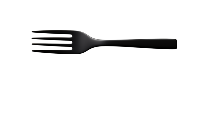 Black Plastic Fork on transparent Background Clean Cutlery Design