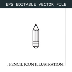 Pencil Icon Black and White Vector Design Image Illustration
