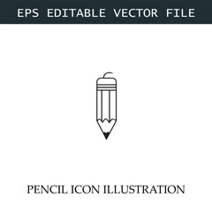 Pencil Icon Black and White Vector Design Image Illustration

