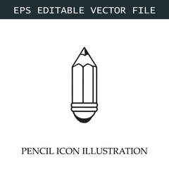 Pencil Icon Black and White Vector Design Image Illustration
